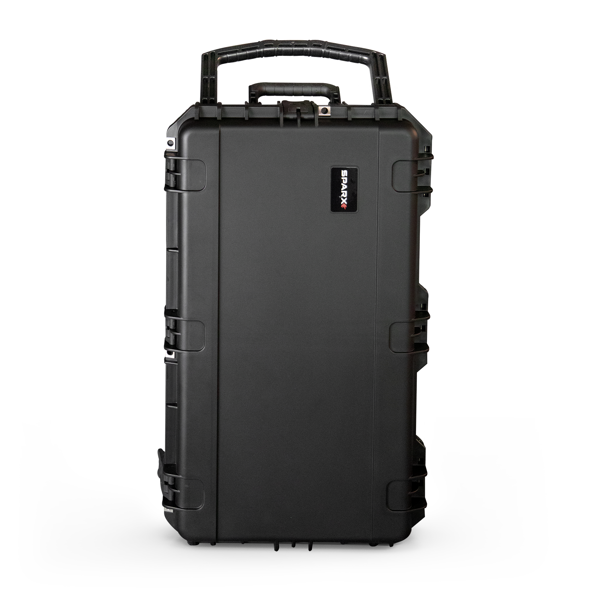 Sparx hard travel case standing on white background